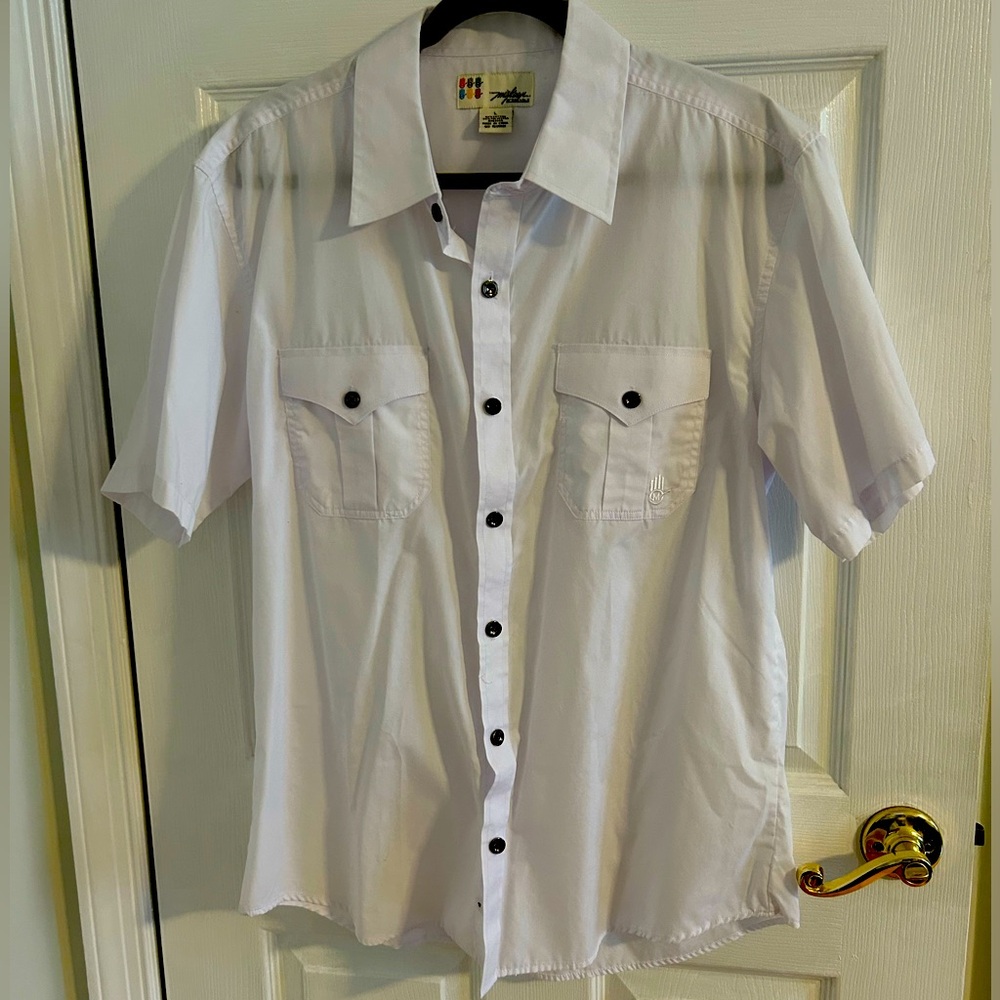 Miskeen Originals Vintage White Short Sleeved Button Down Shirt